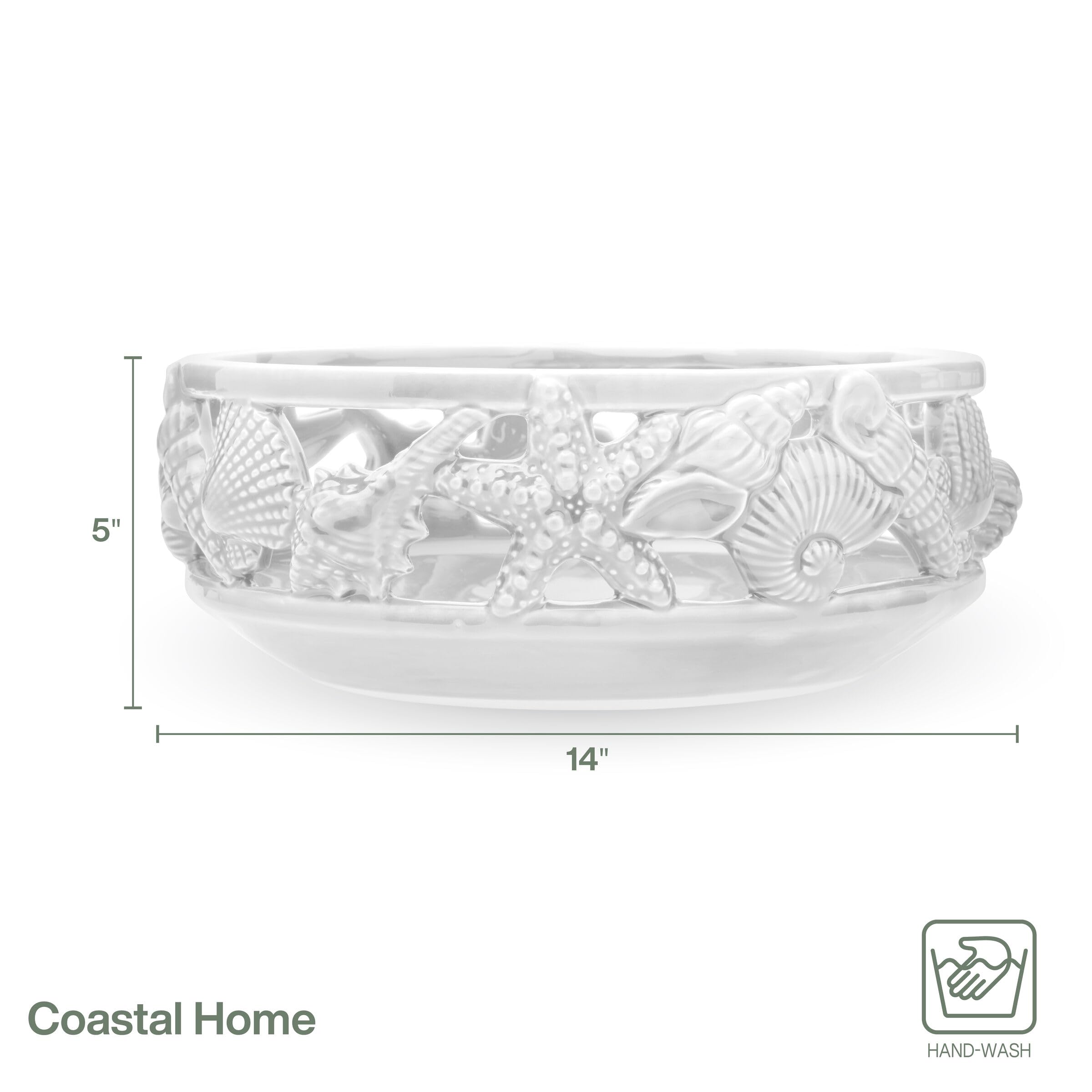 Fitz And Floyd Coastal Home Centerpiece Bowl, 14 Inch, White