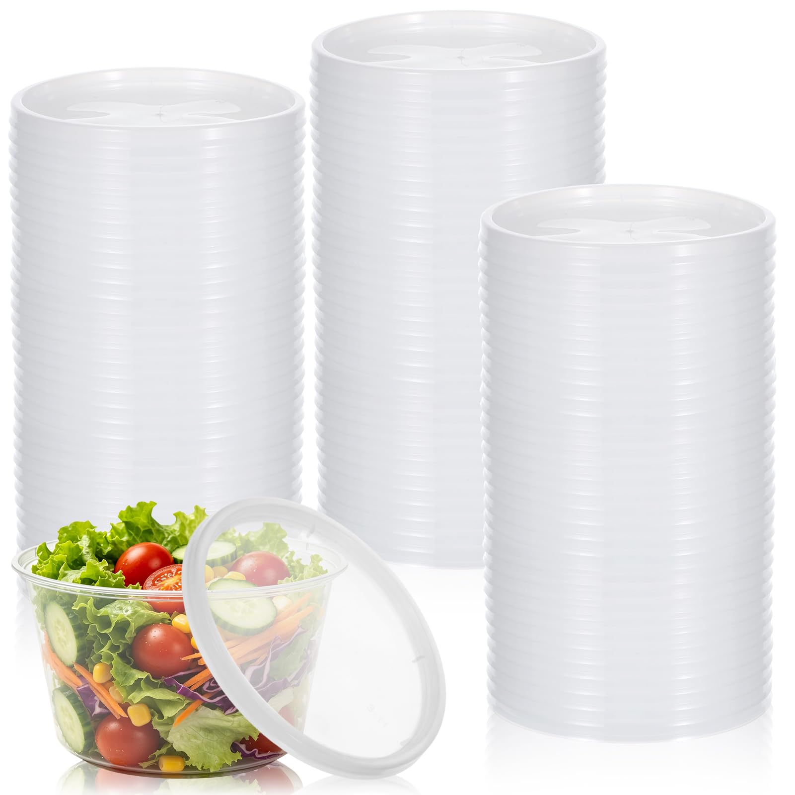 150 Pcs Clear Deli Container Lids, Plastic Lids Fits 8/16/32 oz Containers
