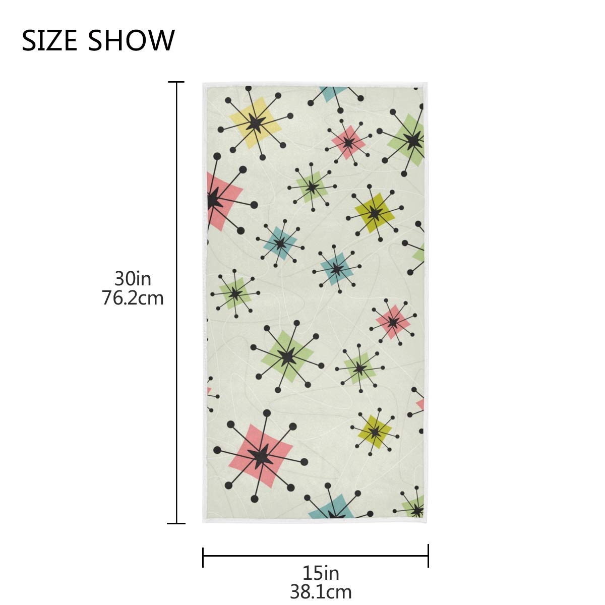 Senya Vintage Atomic Stars Hand Towel Ultra Soft Luxury Towels For Bathroom 30 ''X15 ''