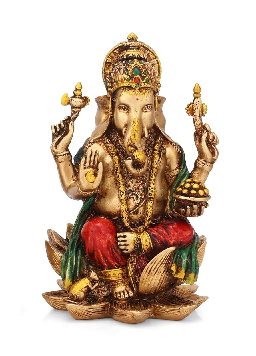 Ani Divine Lord Ganesha Idol Indian God Statue Showpiece (17 X 11 Cm, Multicolored)