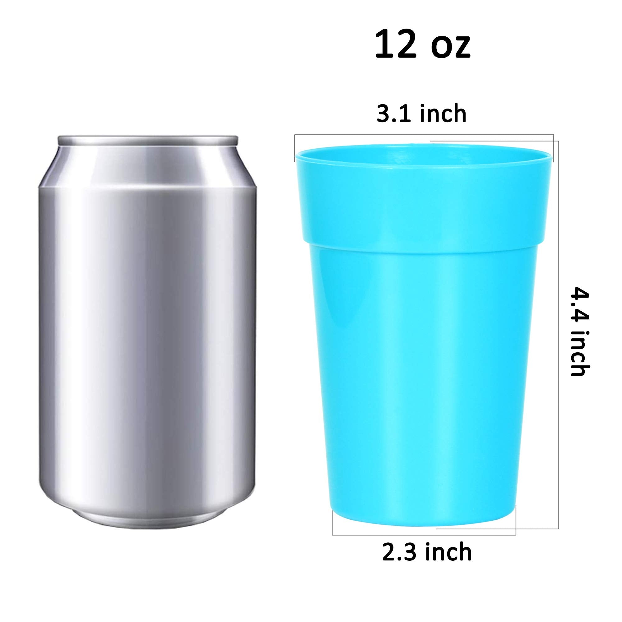 Youngever 18 Pack 12 Ounce Plastic Kids Juice Tumblers, Unbreakable Drinking Glasses, Plastic Cups, Reusable | Stackable | No Bp