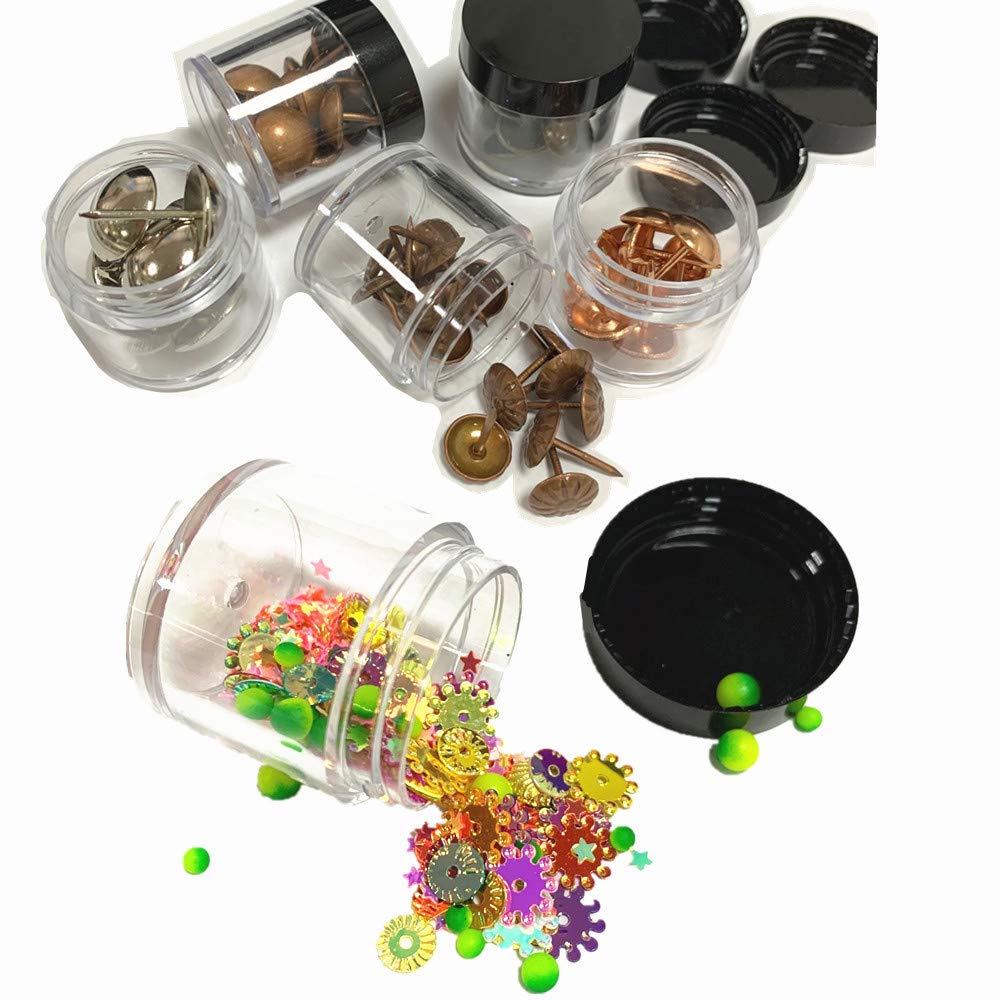 Xichen (24 Pieces) 10G/10Ml Clear Plastic Cosmetic Round Container Jars With Black Lids