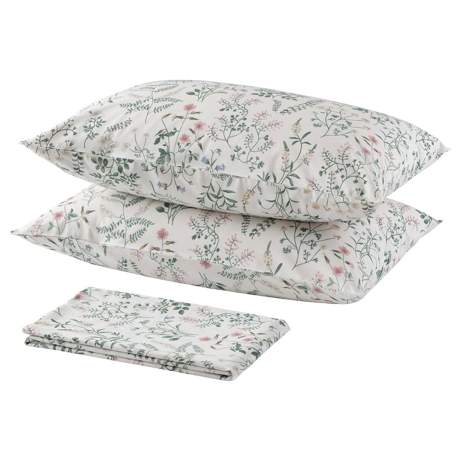 Establisher Timjansmott Flat Sheet With 2 Pillowcases  Bedding Set 240X260 Cm Flat Sheet & 50X80 Cm Pillow Covers, Soft Comfort