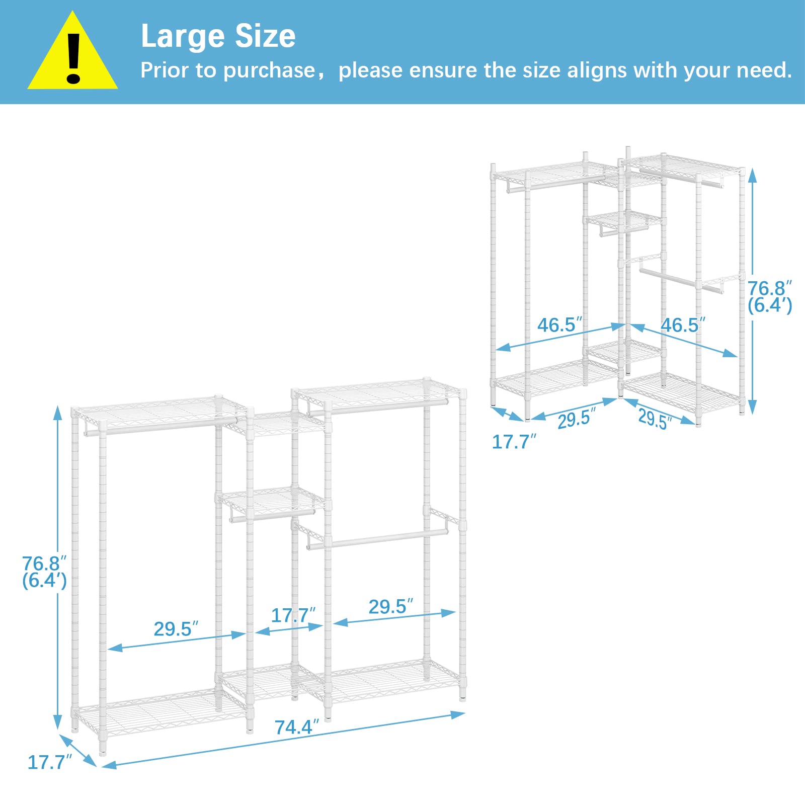 Vipek V6 Wire Garment Rack 5 Tiers Heavy Duty Clothes Rack For Hanging Clothes, Wardrobe Rack Compact Large Metal Clothing Rack