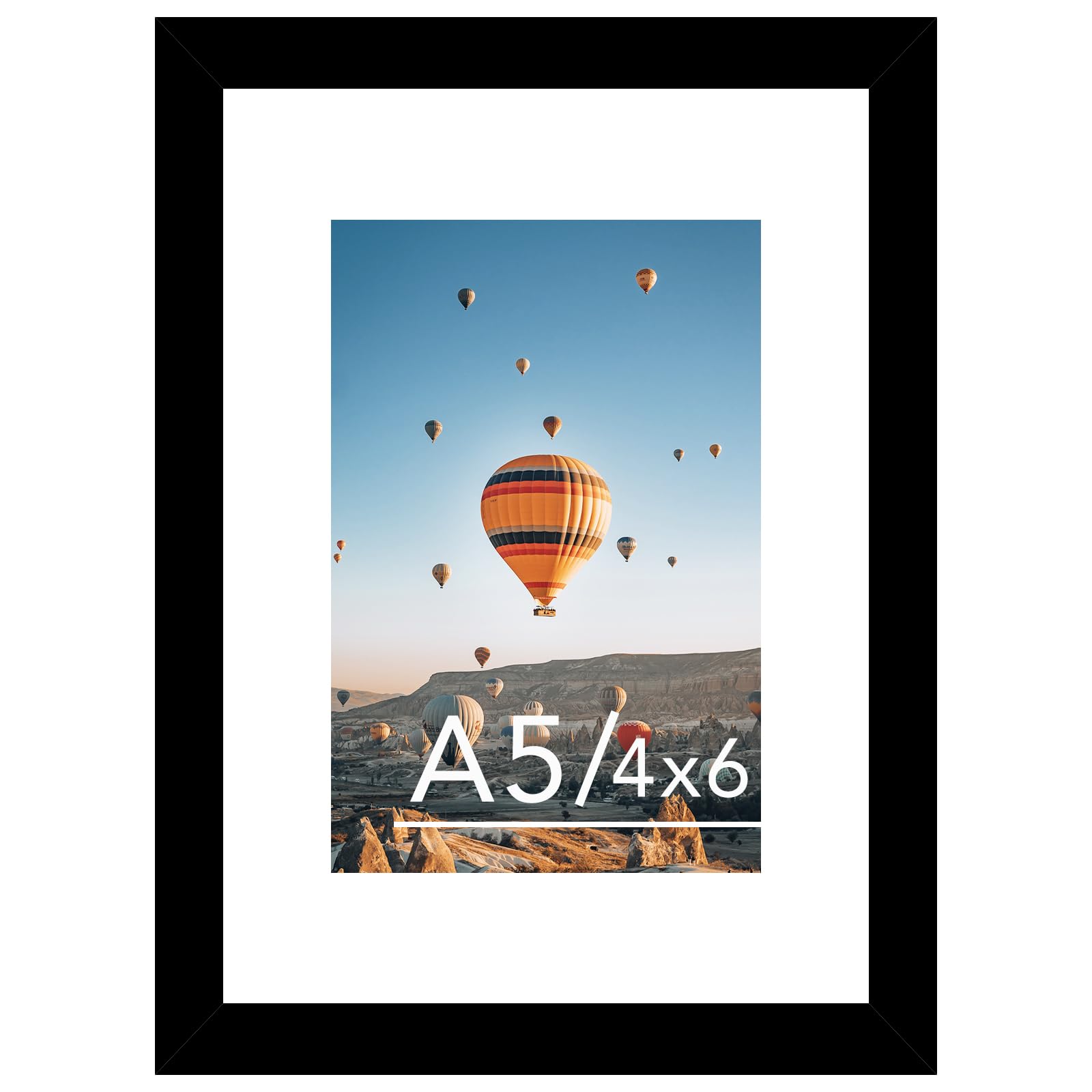JCJMY 5.8x8.3 A5 Picture Frame Black with 4x6 Mat for Wall Hanging or Tabletop, Display Photo 4x6 with Mat or 5.8 x 8.3 Without 