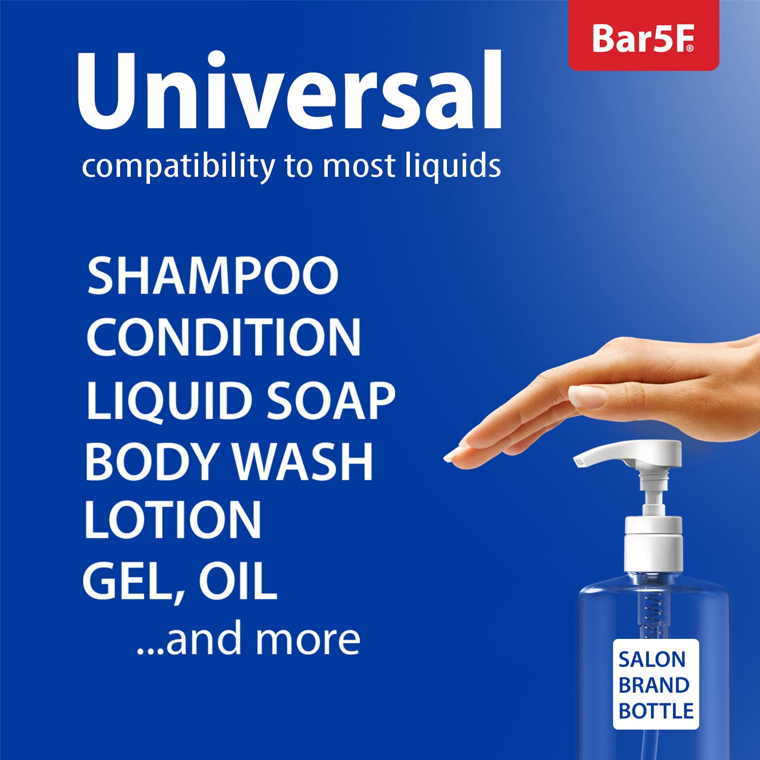 Bar5F Universal Pumps For Shampoo, Conditioner, Lotion, Body Wash, Fits 1'' Inch Bottle Necks, 1 Liter 33.8-Ounce Bottles (White