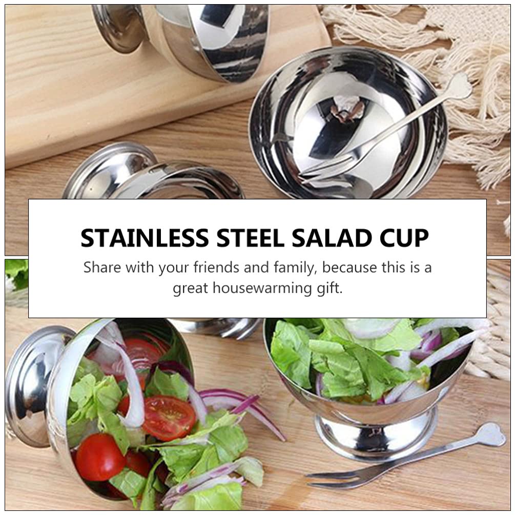 Cabilock Stainless Steel Ice Cream Bowl Metal Pudding Cups Salad Dessert Holder Snack Fruit Candy Container For Diy Ice Cream Pa