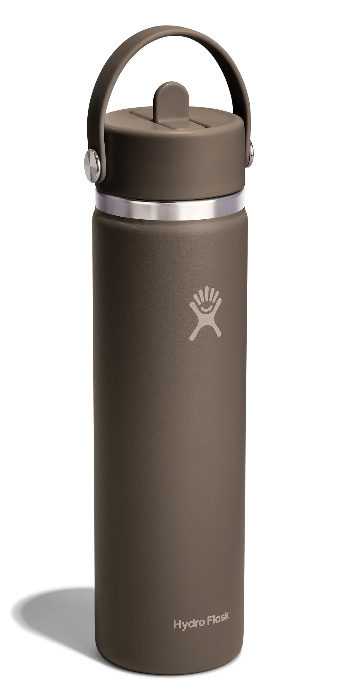 Hydro Flask Water Bottle - Insulated Stainless Steel - Wide Mouth Flex Straw Lid, Non Spill, Leakproof and Refillable in 24 Oz S