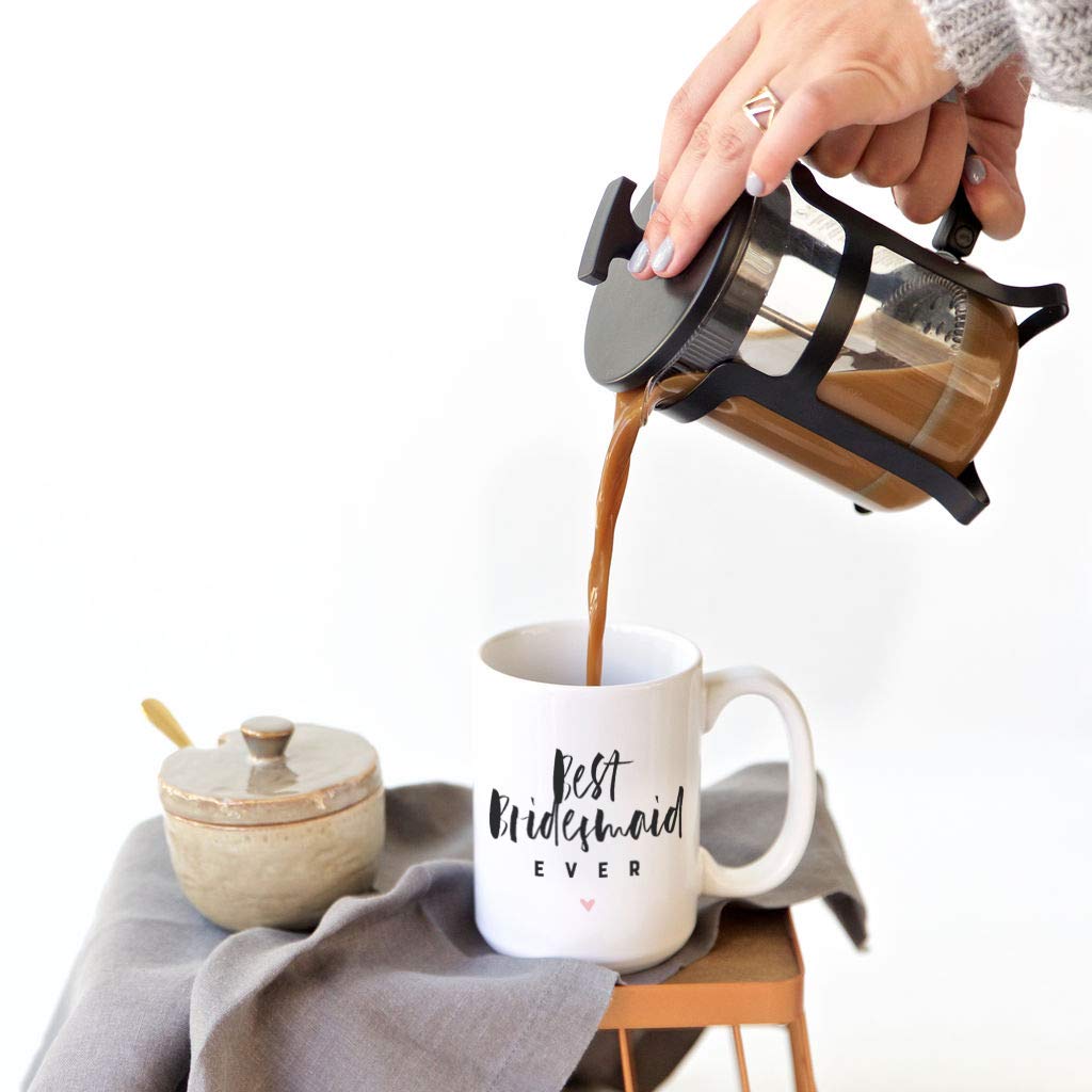 The Cotton & Canvas Co. Best Bridesmaid Ever Porcelain Ceramic Wedding Coffee Mug. Bridal Party Gift, Party Favors