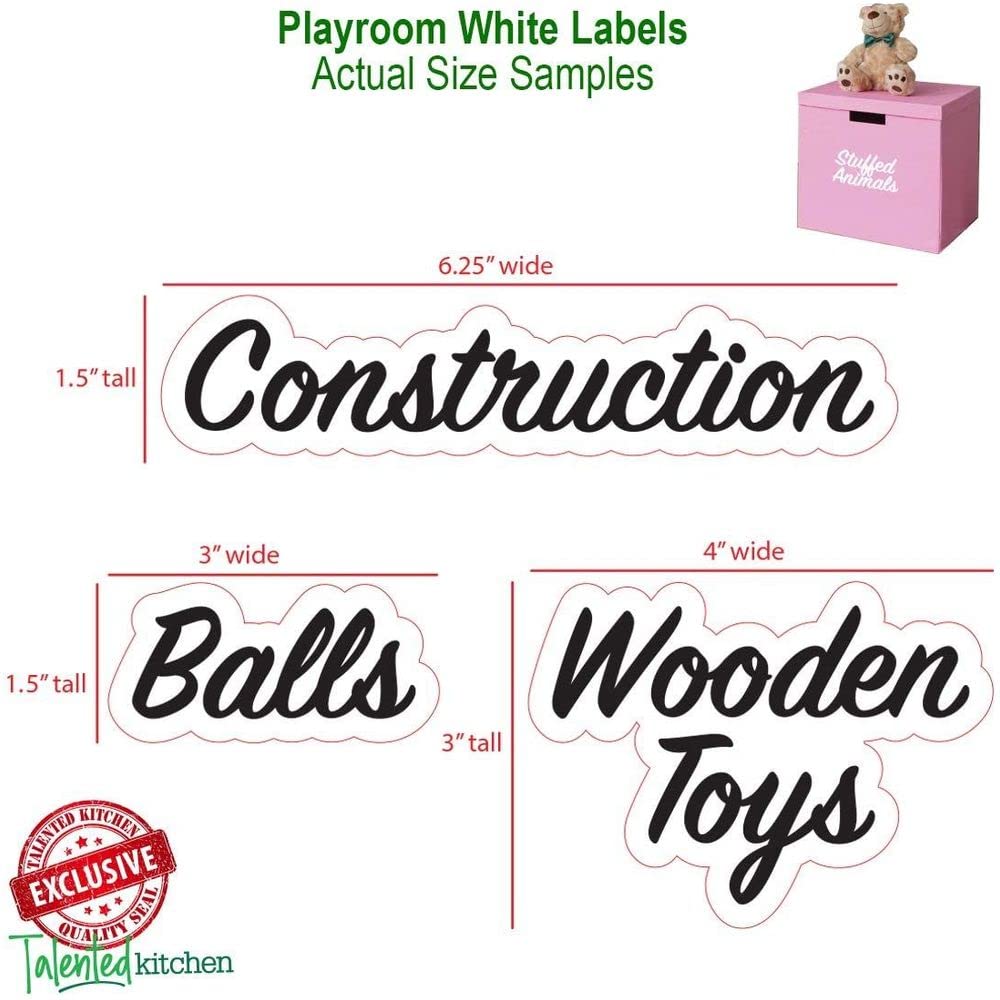Talented Kitchen Playroom Organization Labels - 120 White Preprinted Stickers For Bins, Containers, Folders, Cubbies - Water Res