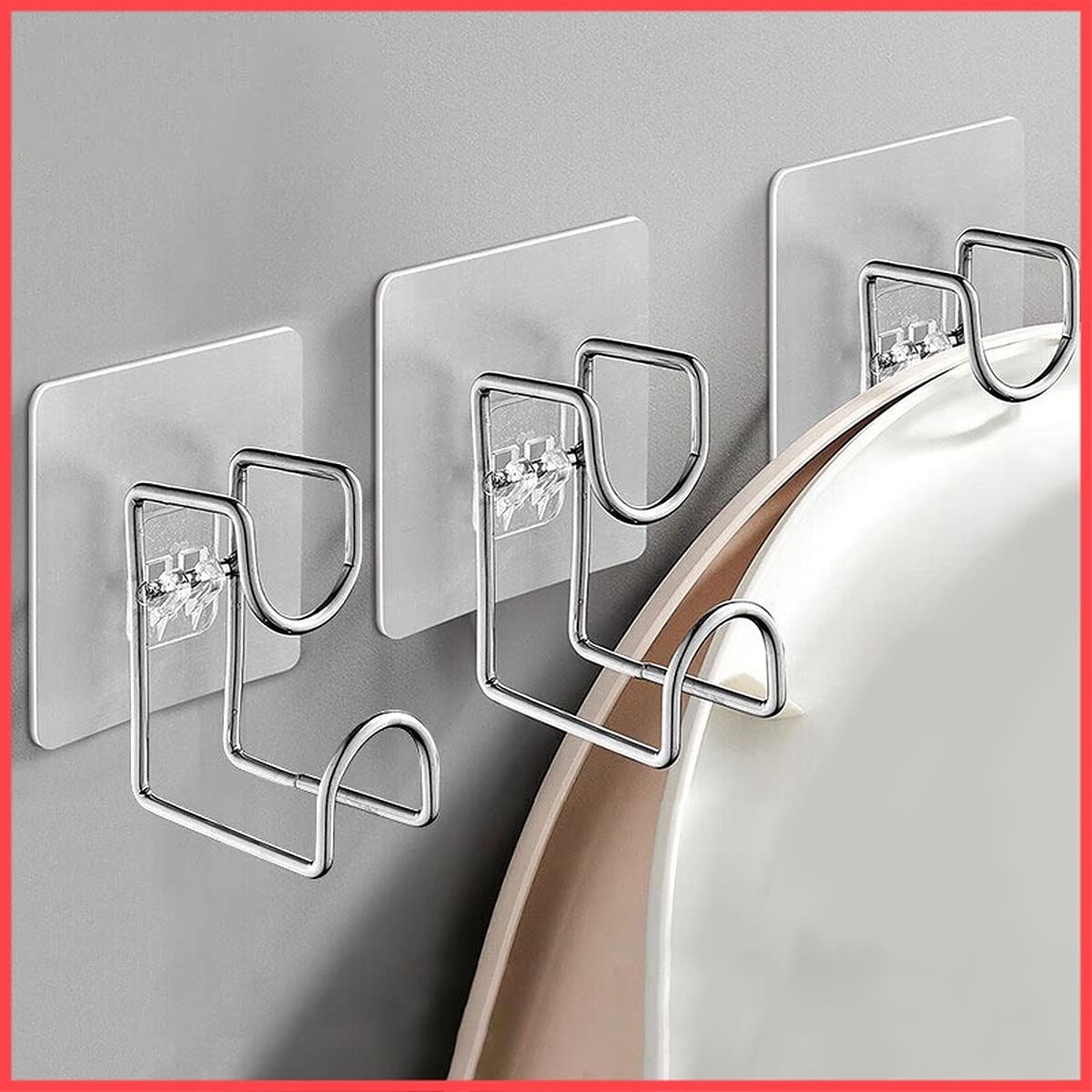 Wolpin SelfAdhesive Wall Hooks (Pack Of 3) | Heavy Duty Pvc & Stainless Steel Waterproof Hooks For Washbasin & Home Storage | 5
