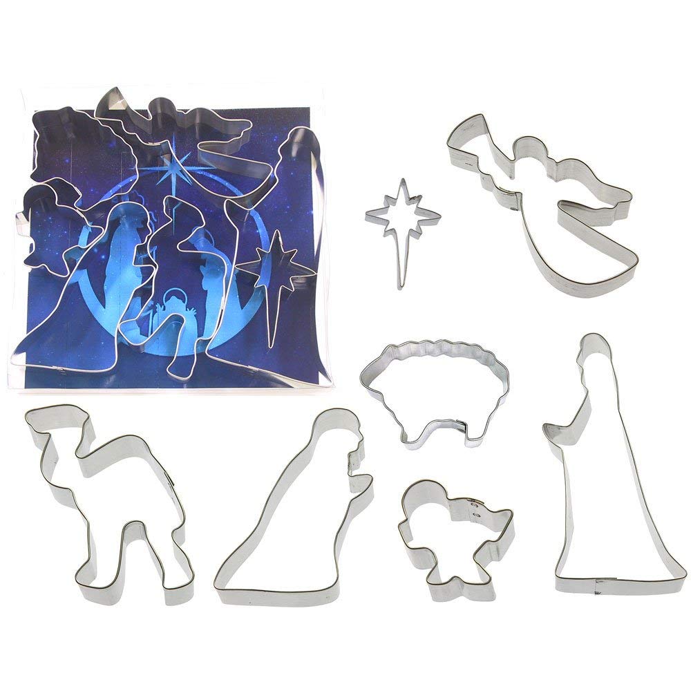 Foose Brand Nativity Cookie Cutter 7 Pc Set - 5.75 In Joseph 4.5 In Mary 2 In Manger 4 In Camel 2.75 In Star Of East 3 In Sheep