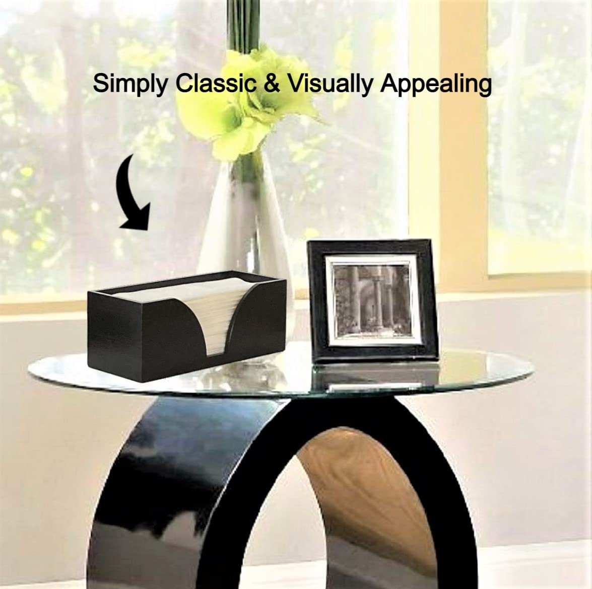 Countertop Multifold Paper Towel Dispenser - Black Bamboo Wood Folded Paper Towel Holder - For Multifold, Trifold & Z Fold Hand