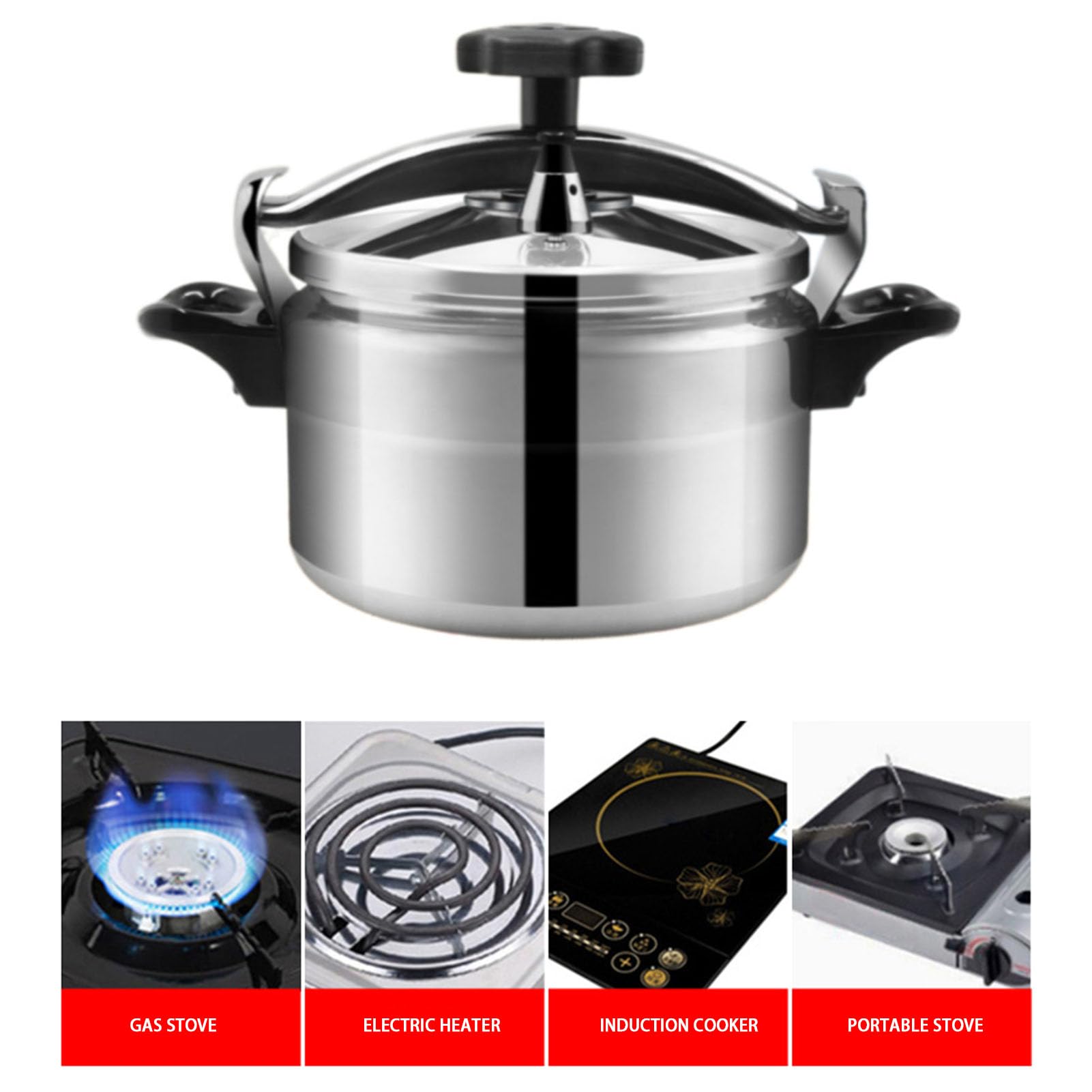 Aluminum Pressure Cooker, 3L/4L/5L Explosion Proof Pressure Canner with Easy Lock Lid, Pressure Cooker for Gas Stove Induction C