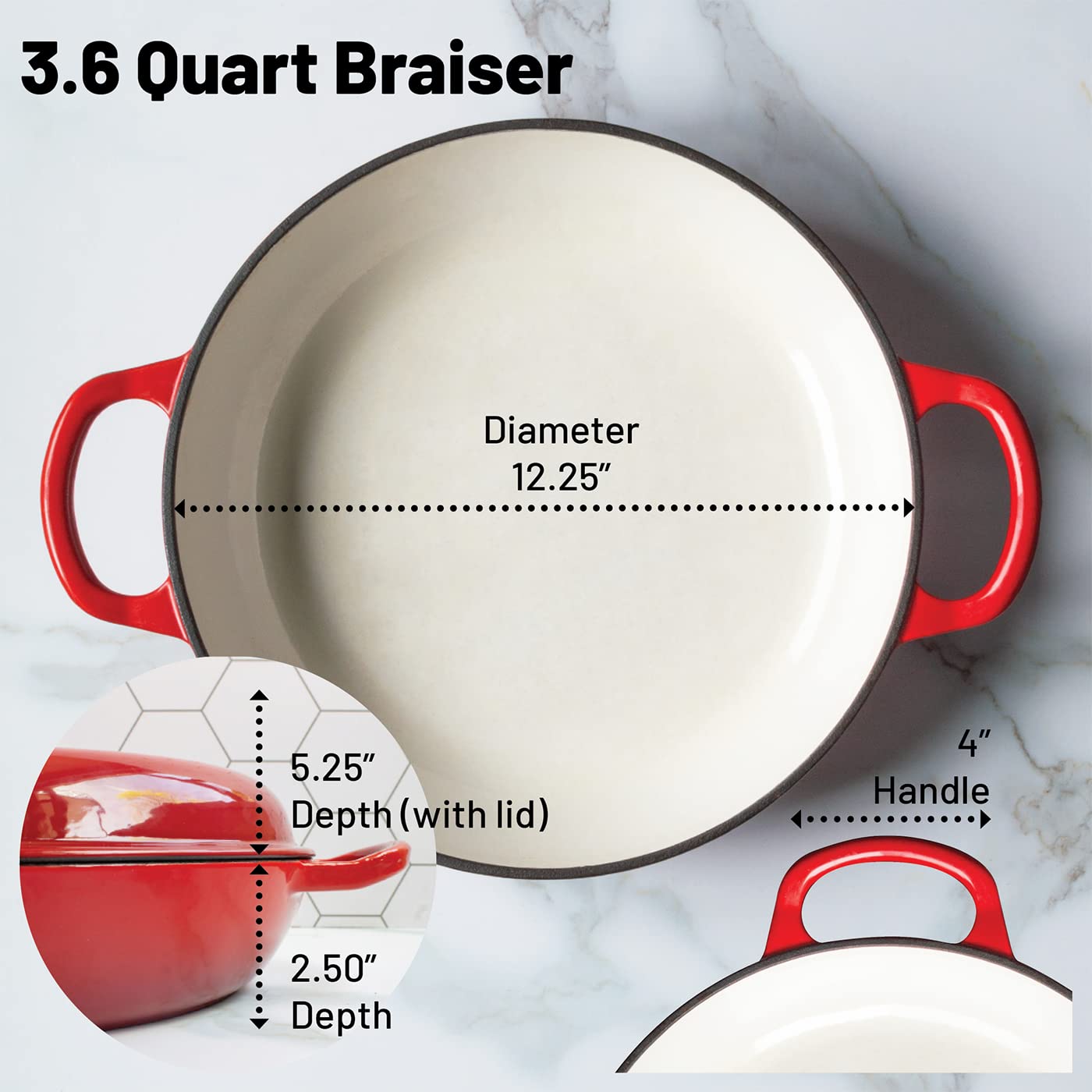 Backcountry Iron Enameled 3.5 Quart Signature Cast Iron Braiser With Lid
