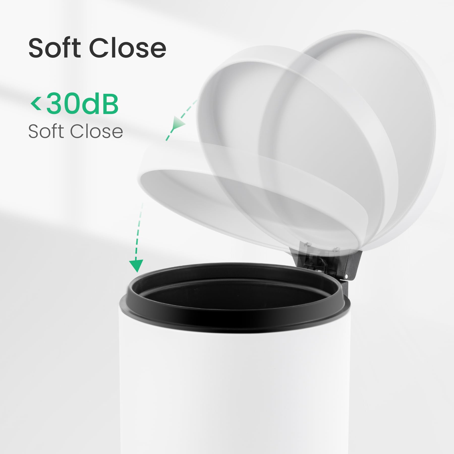 Cesun 1.2 Gallons Small Trash Can With Lid, White Bathroom Garbage Can With Foot Pedal, Mini Round Wastebasket For Bathroom, Bed