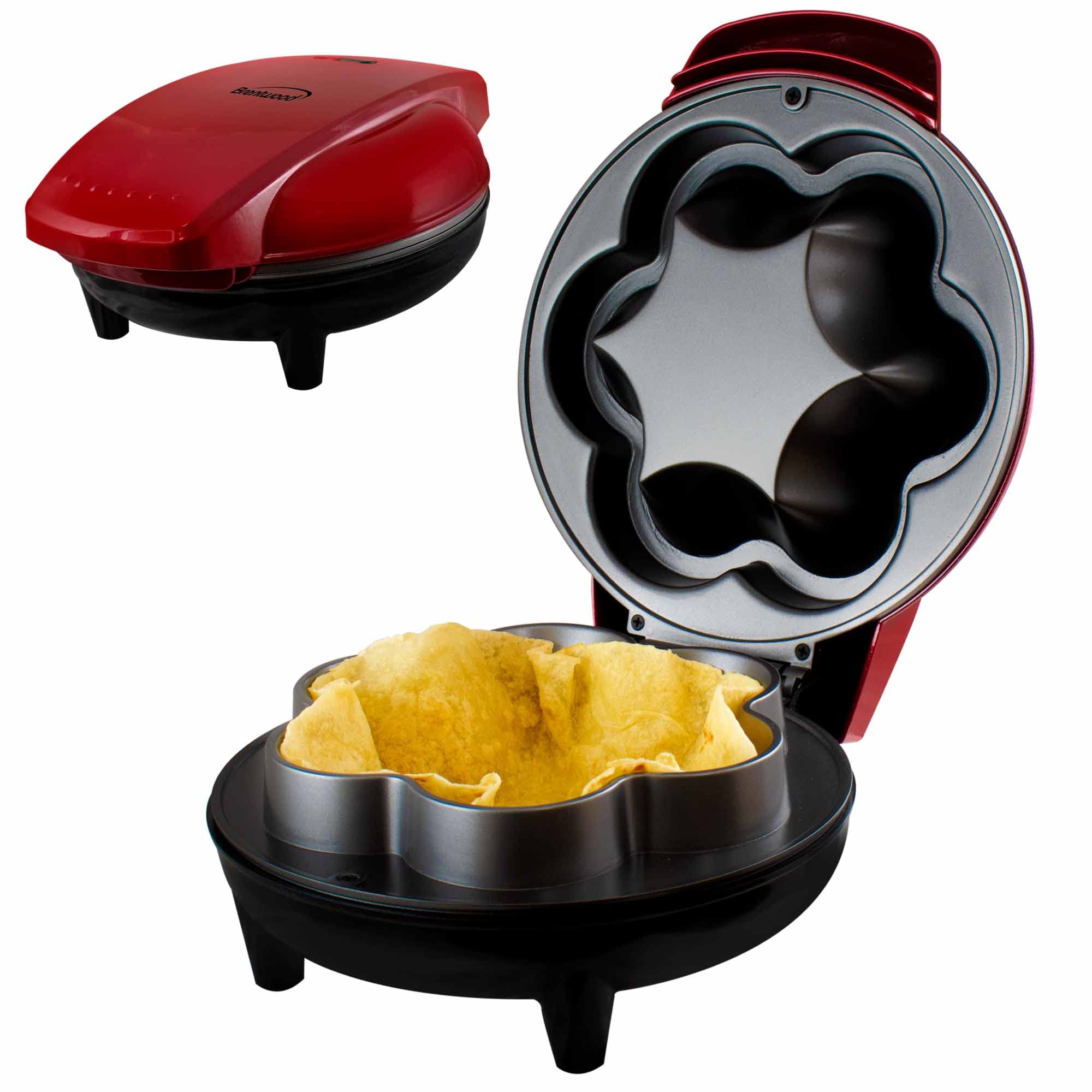 Brentwood TS257R Electric Taco Tortilla Bowl, 10Inch for Tostadas, Salads, Appetizers, Dips and More, Red