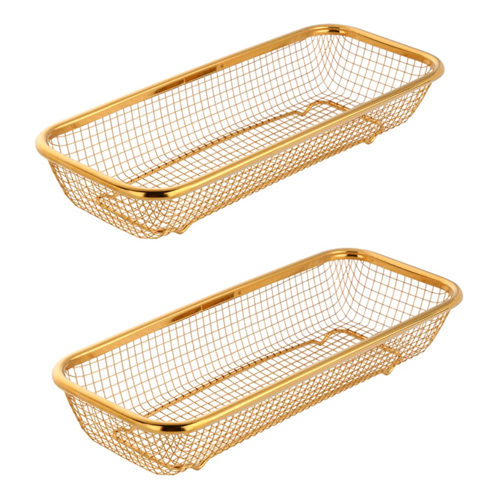 Kitchen Drawer Organizer, Buygo Stainless Steel Storage Container Gold Metal Cabinet Storage Basket For Holding Silverware Kitch