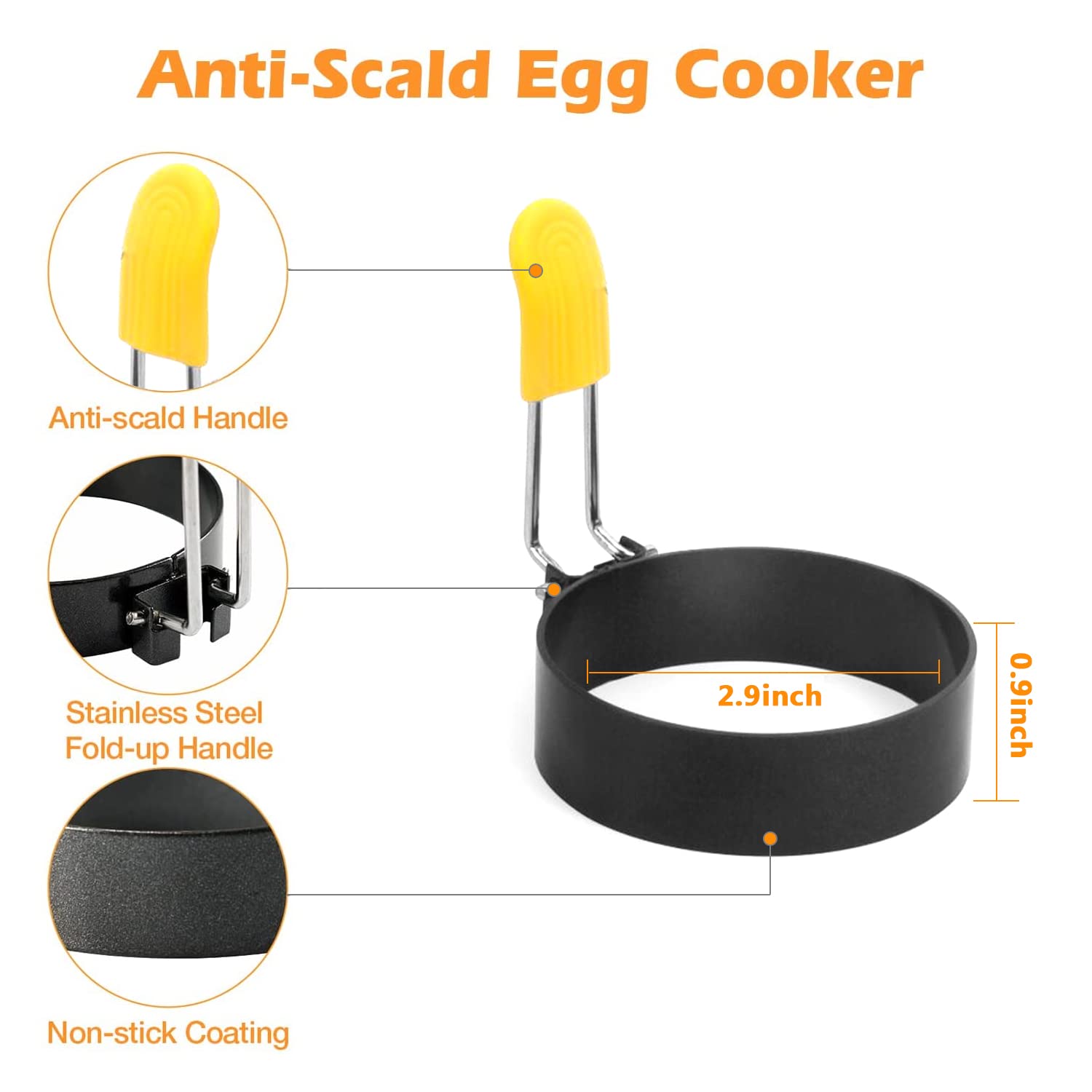 Stainless Steel Egg Ring, 2 Pack Nonstick Egg Maker Rings For Frying Eggs And Egg Mcmuffins, Egg Shaper For Frying Pan Cooking,