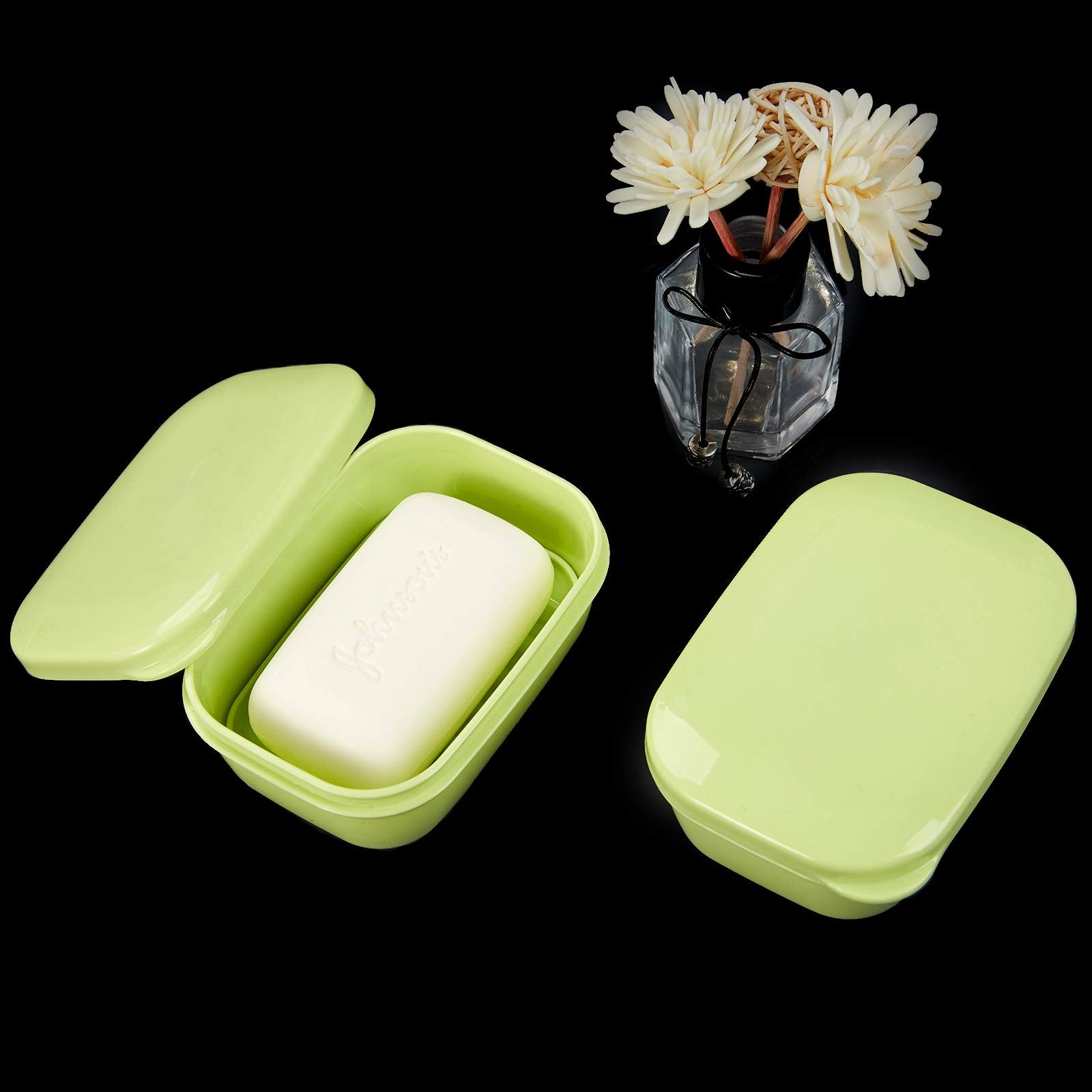 Quatish Travel Soap Container, 2Pcs Portable Soap Holder With Lid, Soap Case For Camping Gym Travel, Soap Box For Bathroom(Green