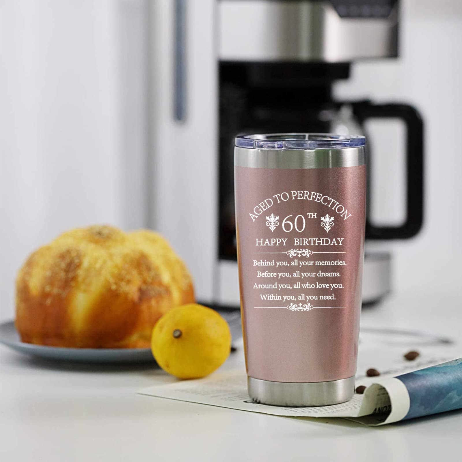 Cofoza 1963 Inspiration 60Th Birthday Gift For Man Woman 20 Ounce Double Wall Insulted Rose Gold Stainless Steel Tumbler 60 Year