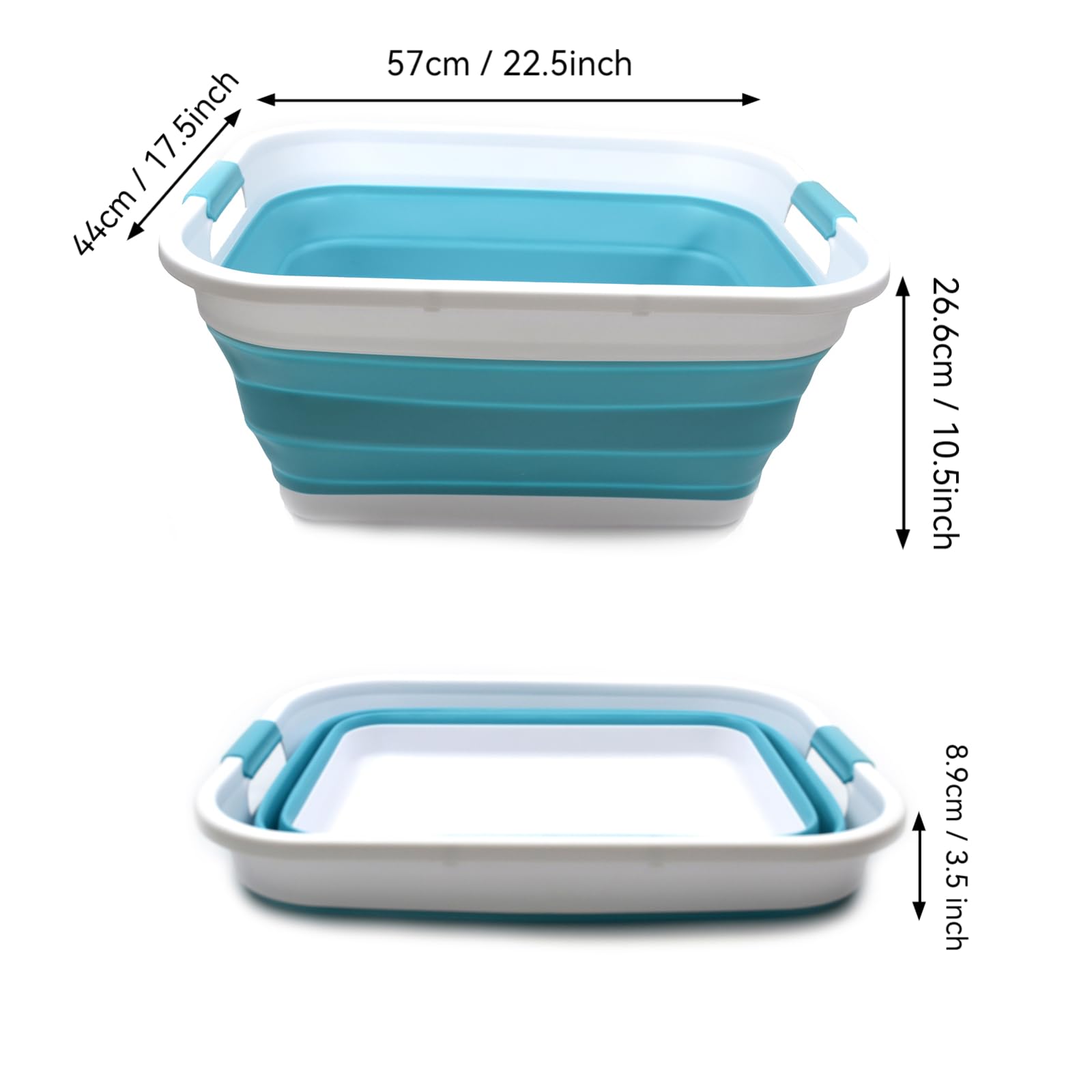 Sammart Set Of 2-41L(10.8 Gallon) Collapsible Plastic Laundry Basket-Pop Up Storage Container-Portable Washing Tub-Space Saving