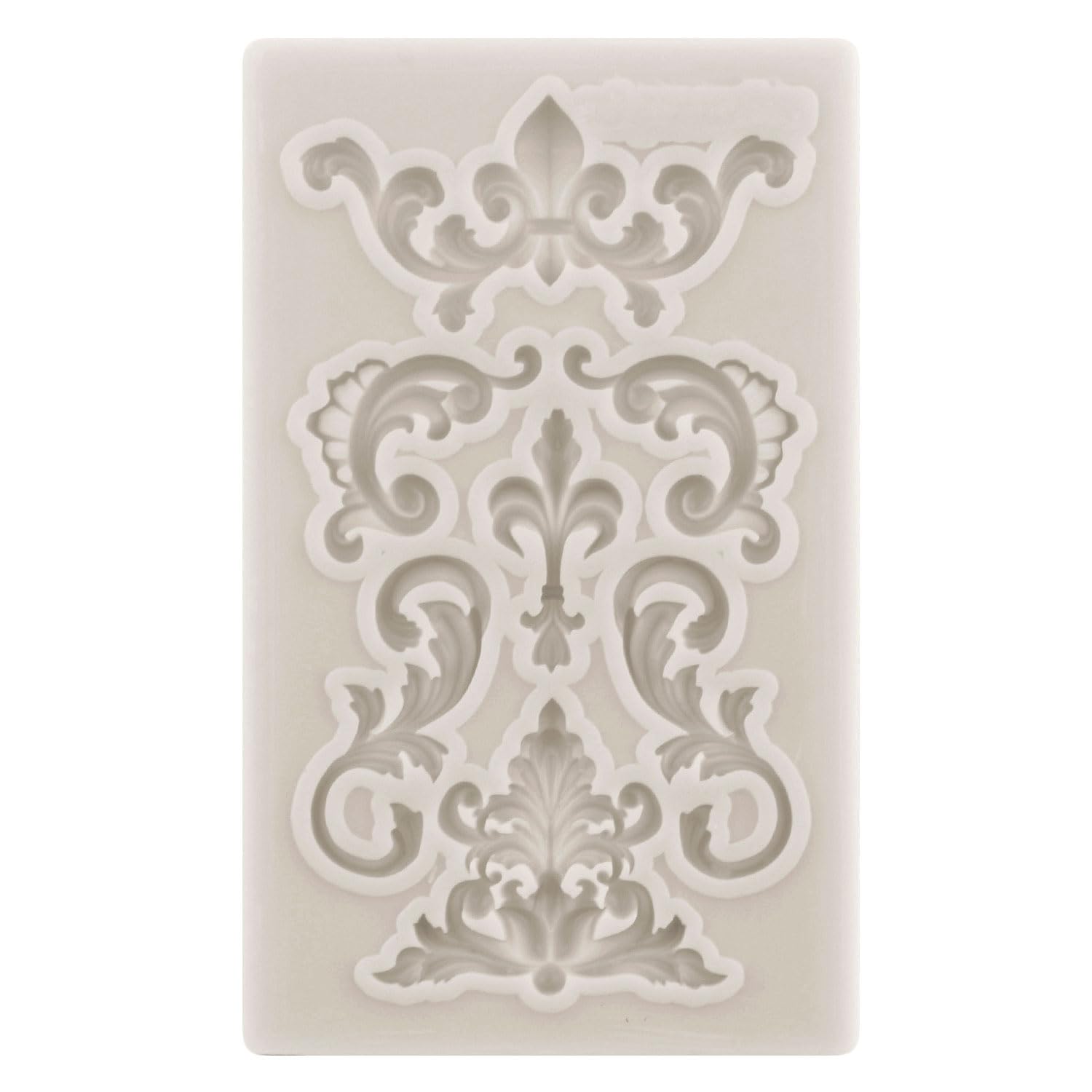Sijiangmold Feather Silicone Molds Baroque Fondant Mold Curlicues Scroll Lace Molds Relief Flower Mold Filigree Mold For 3D Scul