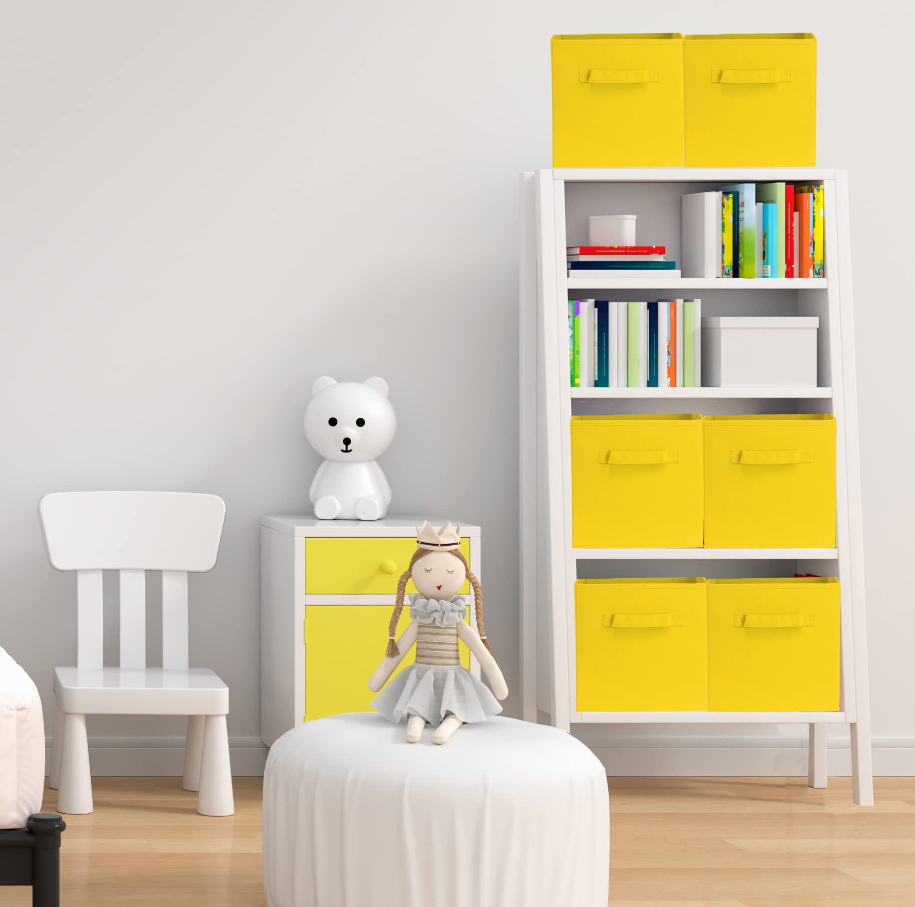 Simple Houseware Foldable Cube Storage Bin, Yellow - 6 Pack