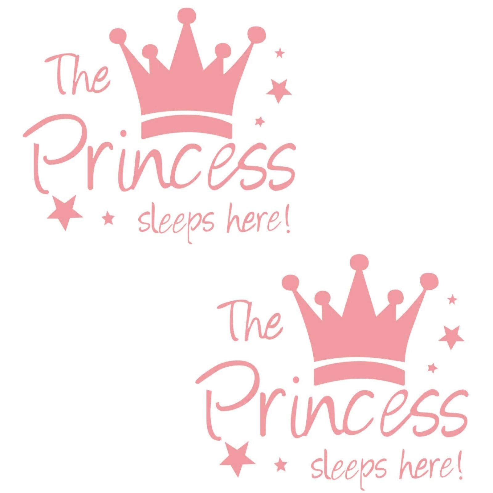 Kukiwhy 2 Pcs Wall Sticker Princess Sleep Here 13.4 Inch Little Crown Star Art Quotes Wall Decal Decor For Living Room Bedroom