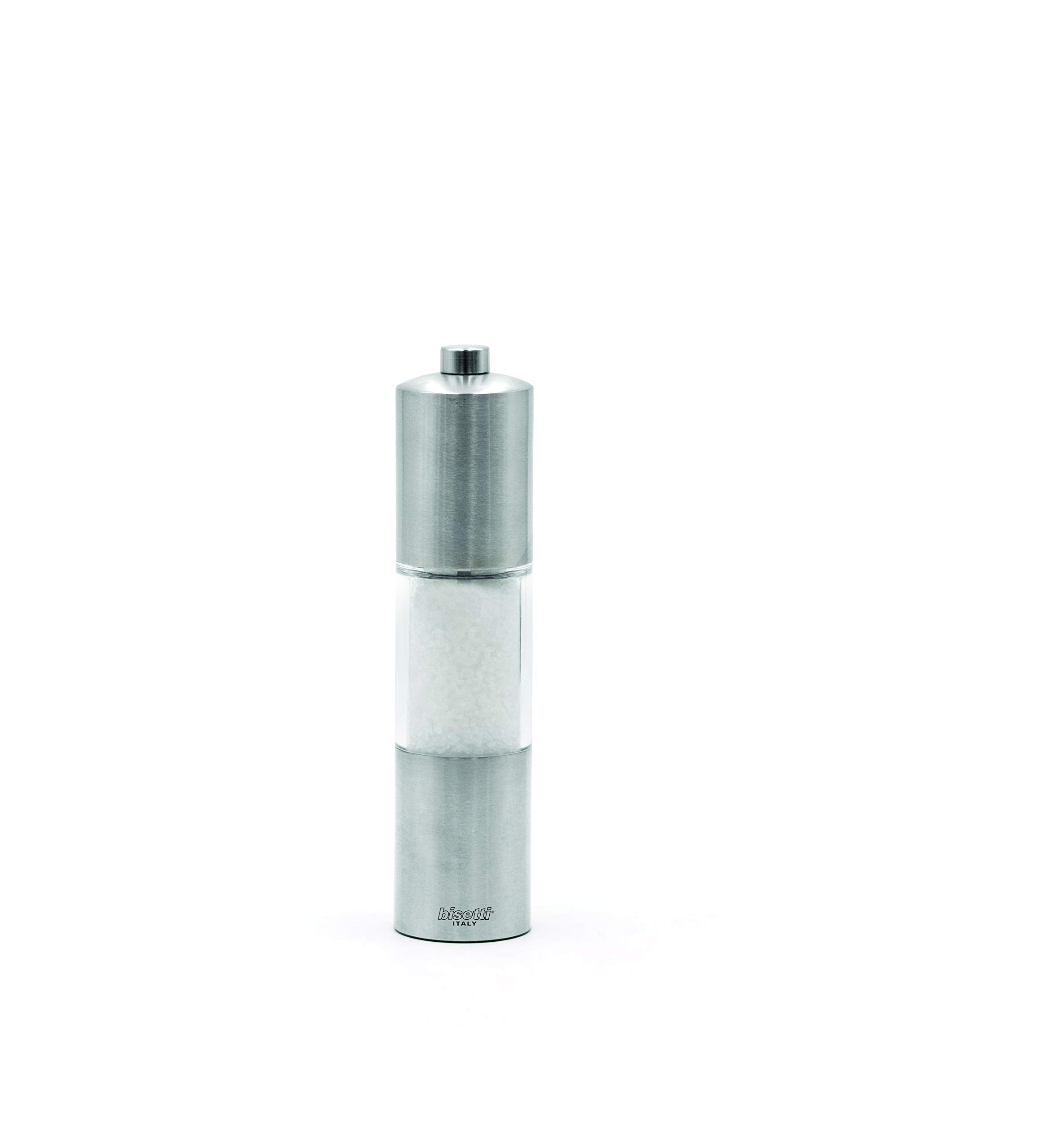 Bisetti Terni Adjustable Salt Mill Grinder, 7.5 Inch, Clear