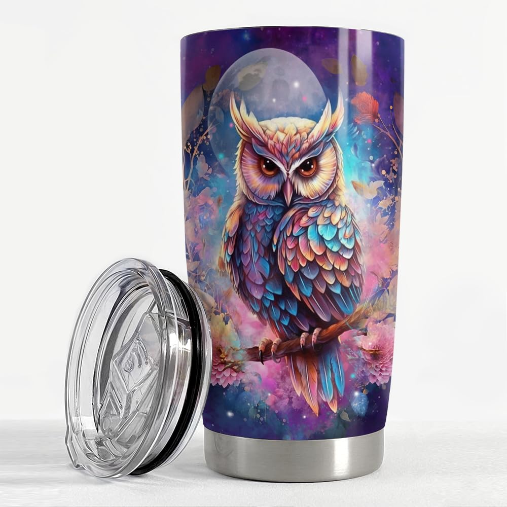 SANDJEST Owl Tumbler 20oz Stainless Steel Insulated Tumblers Coffee Travel Mug Cup Owls Gifts for Women Girls Gift for Birthday