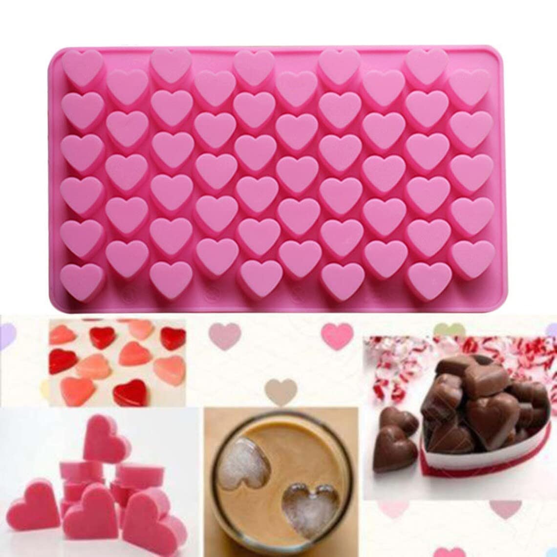 MoldBerry Chocolate Mould Heart Shape Silicone Molds Non-Stick Chocolate Candy Ice Tray Jelly Sweets Molds, DIY Wax Melt Baking