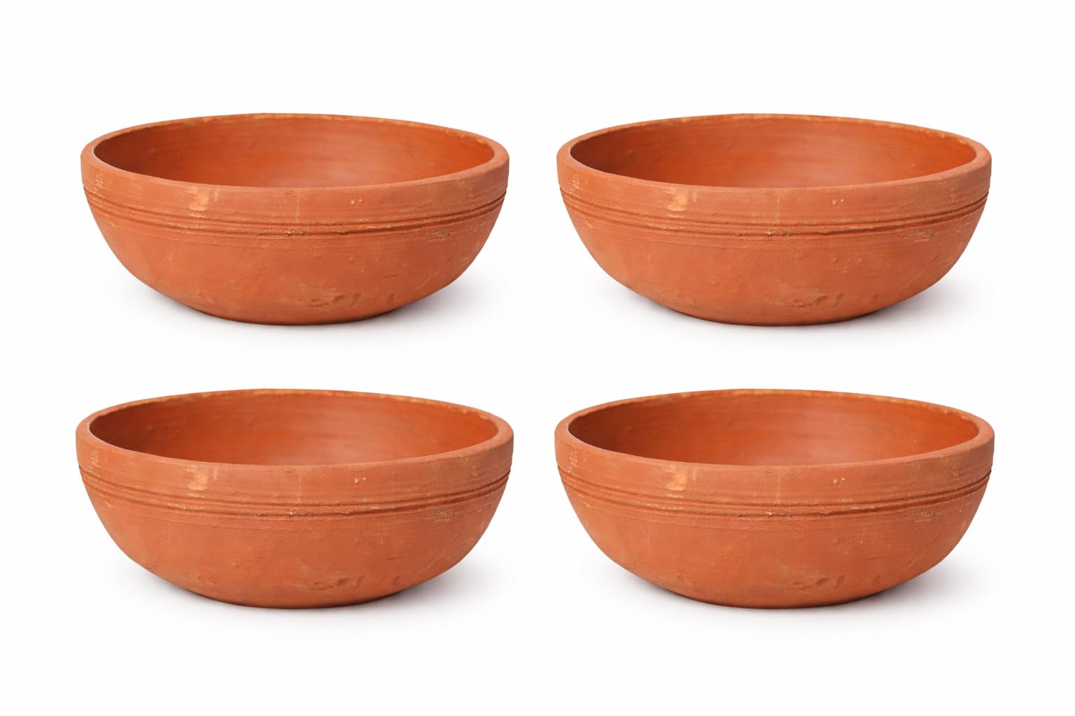 Ksi Terracotta Bowl Set Pack Of 4 Handmade Clay Bowls B8 Size Natural Earthen Serveware For Indian Dining Non Toxic Biodegradab