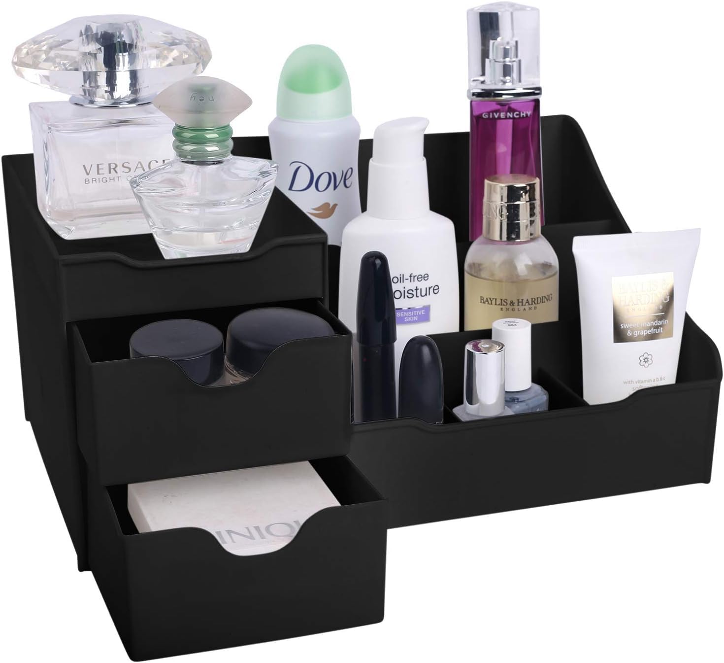 Kesi Cosmetic Organizer Box Drawers Storage Plastic Stationary Box,MultiFunction Case Holder For Home, Office Bedroom Make Up O