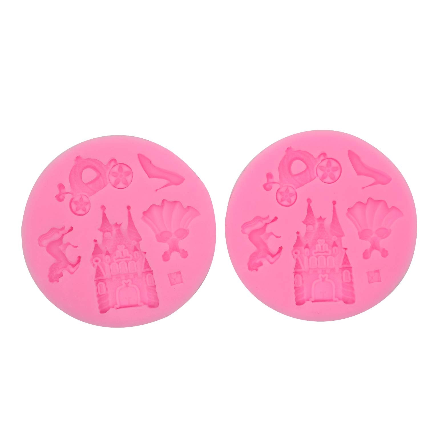 Hengke 2 Pcs Silicone Fondant Mold Children'S Castle Mould Jelly Sugar Chocolate Fondant Silicone Molds For Sugarcraft Candy Cup