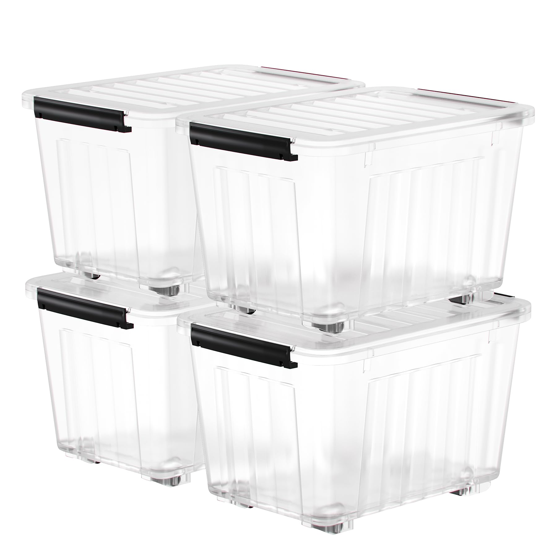 Nazhura 97 Quart Plastic Storage Bin, Stackable And Nestable Storage Boxes With Lids And Secure Latching Buckles, Large Storage
