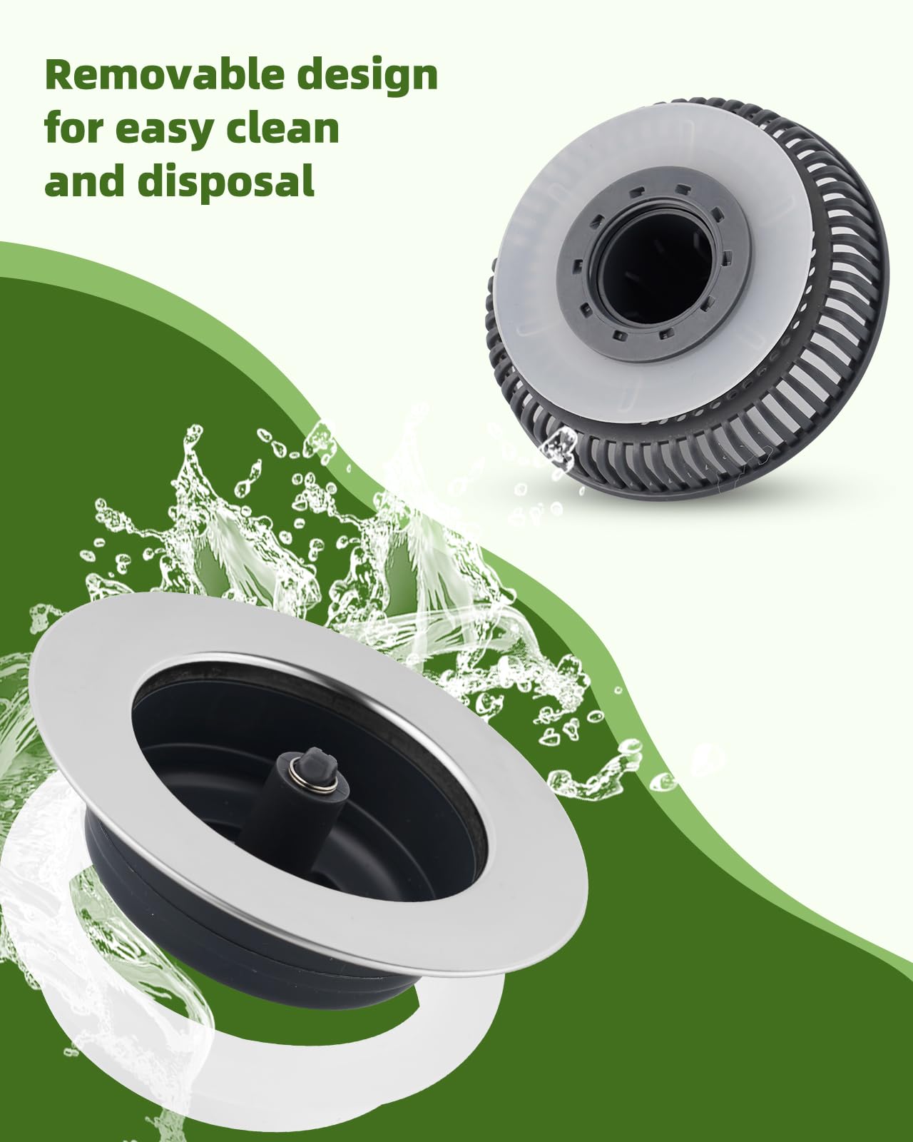 Hygie Rinse 3-In-1 Kitchen Sink Strainer Stopper, 2Pcs Universal Pop Up Sink Drainer With Upgrade Folded Handle, For Us Standard