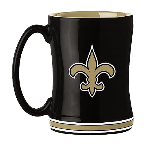 New Orleans Saints Coffee Mug 14oz Sculpted Relief Team Color