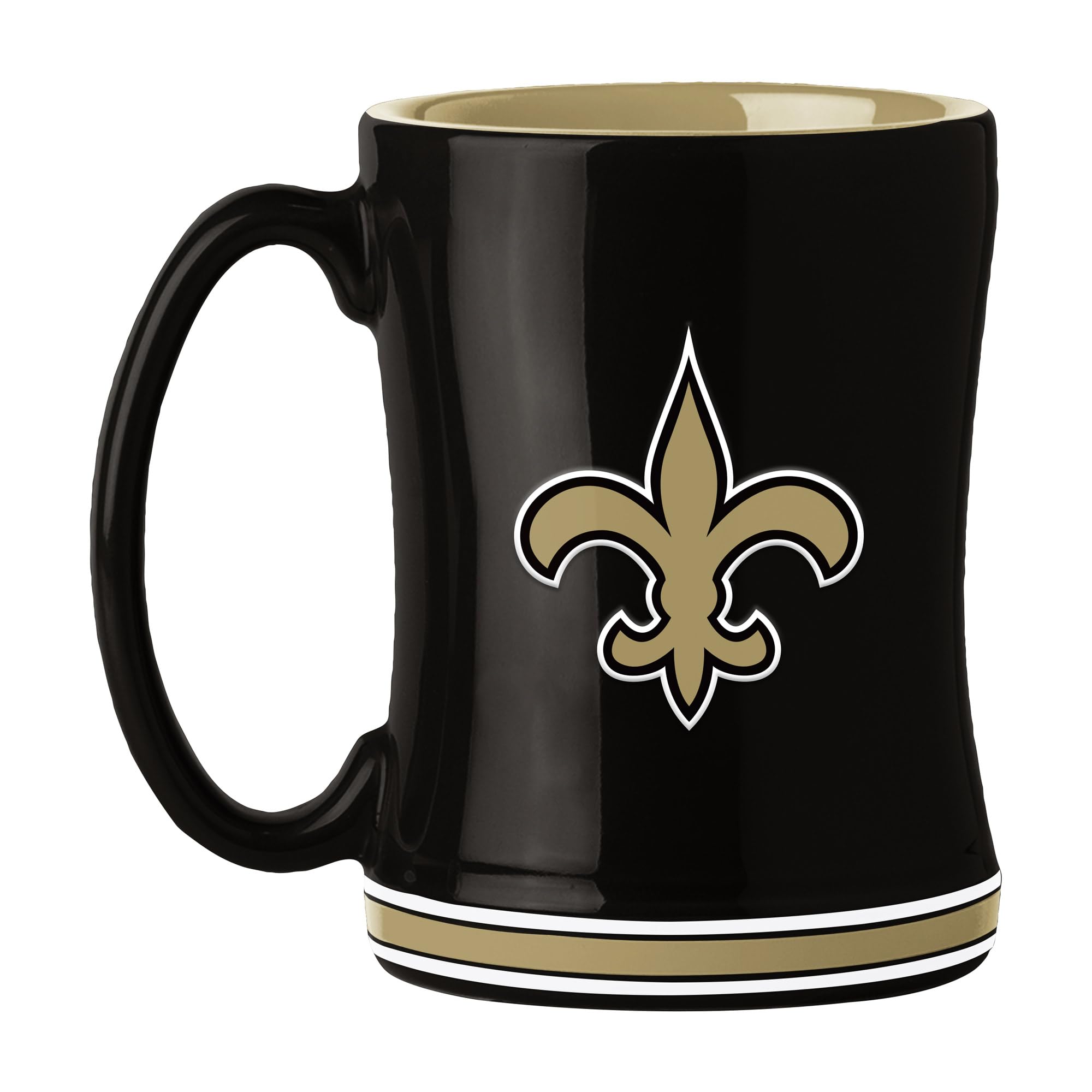 New Orleans Saints Coffee Mug 14oz Sculpted Relief Team Color