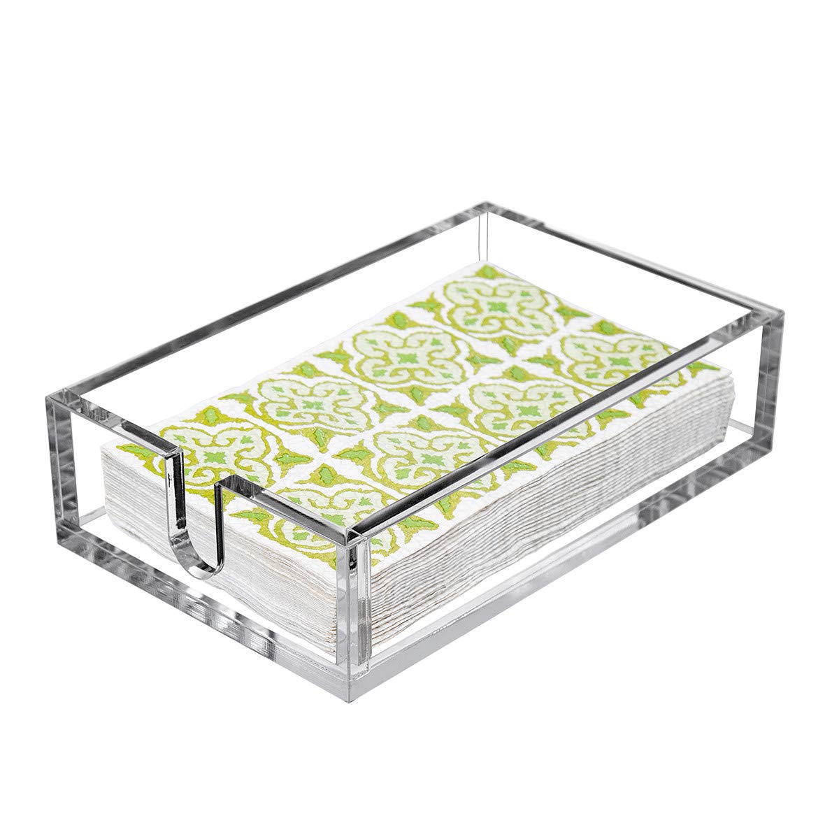 Cy Craft Acrylic Guest Towel Napkin Holder,Clear Bathroom Paper Hand Towels Storage Tray Modern Buffet Napkin Caddy,Fancy Flat N