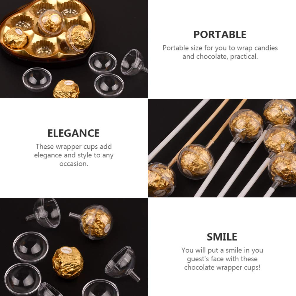 25Pcs Clear Chocolate Box Holder Truffle Wrappers Plastic Chocolate Candy Cups Mini Cupcake Muffin Holders Valentines Day Wrappi