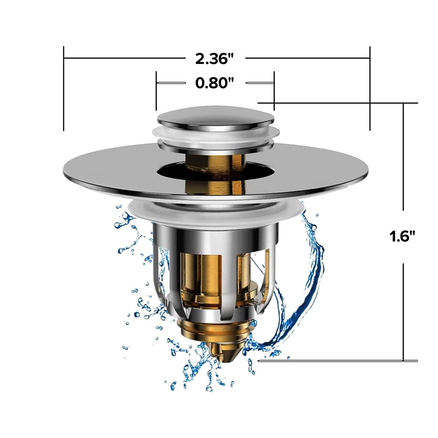 Mer-Maid Drain Magic Universal Sink Stopper, As-Seen-On-Tv, Replace Broken Or Missing Stoppers, Push To Fill & Drain, Catches Ha