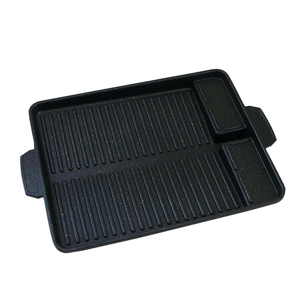 Koreanstyle Nonstick Grill Pan Rectangular Hot Plate Barbecue Pot Portable Oil Spill Baking Tray for Indoor Outdoor BBQ (Style