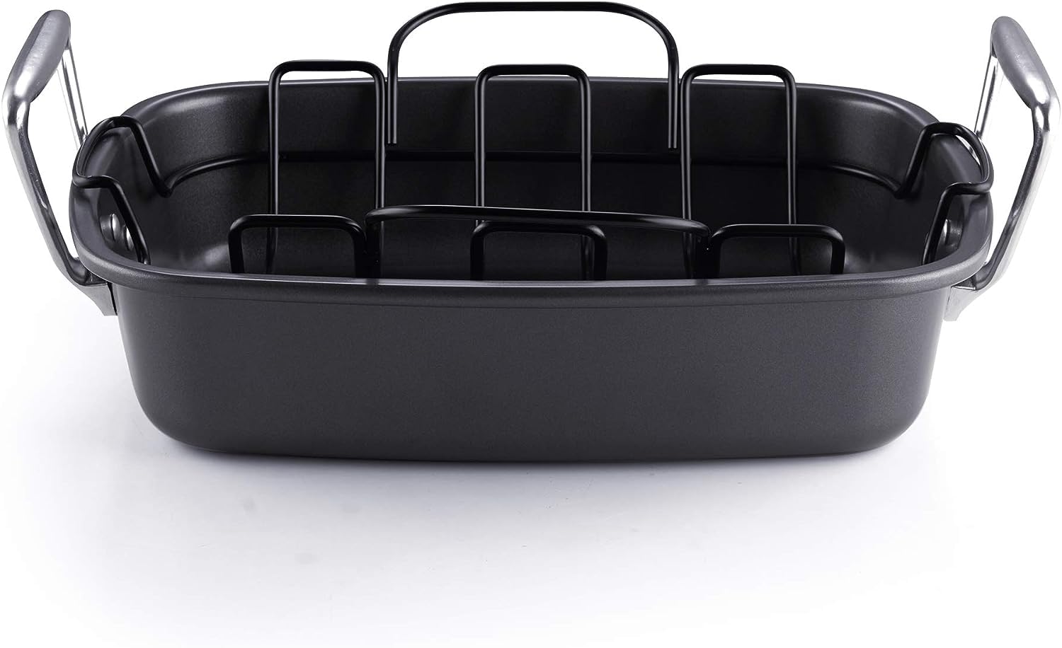 Cook N Home Nonstick Roasting Pan Bakeware Roaster With Rack, 17X13-Inches, Black