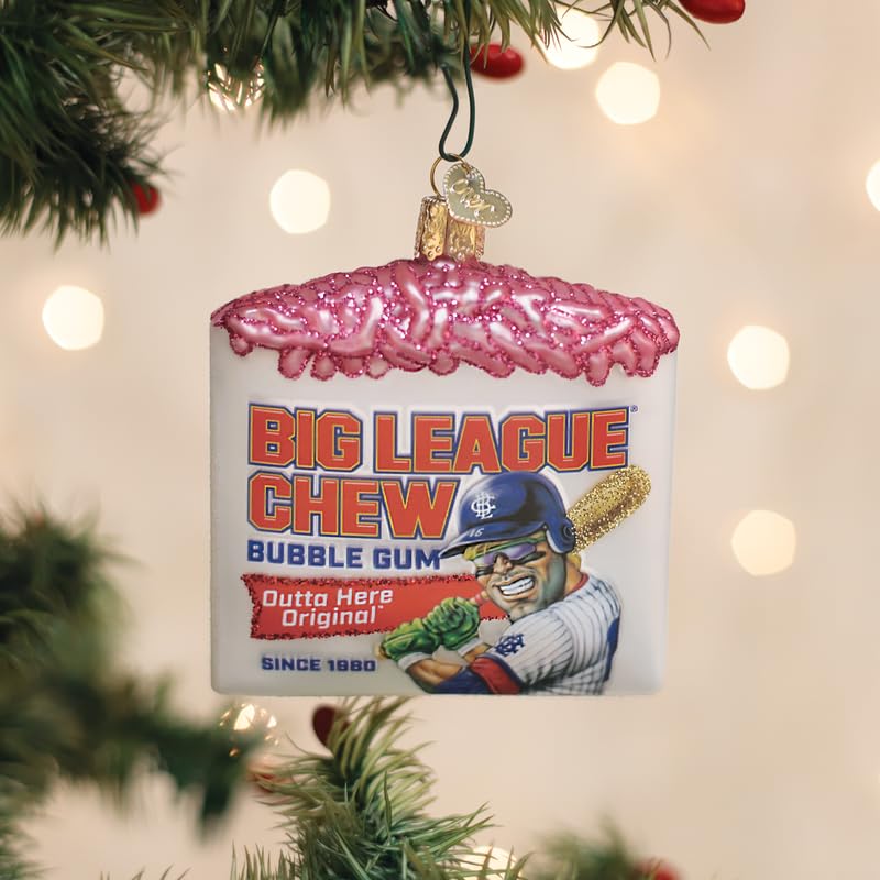 Old World Christmas Big League Chew Glass Blown Ornament for Christmas Tree, Handcrafted Holiday Decoration, Candy Brand Collect