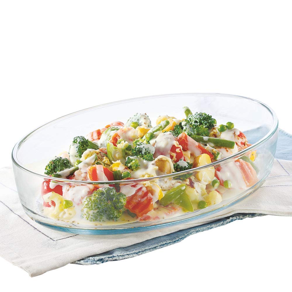 Borosil  Oval Baking Dish, 700 Ml, Transparent