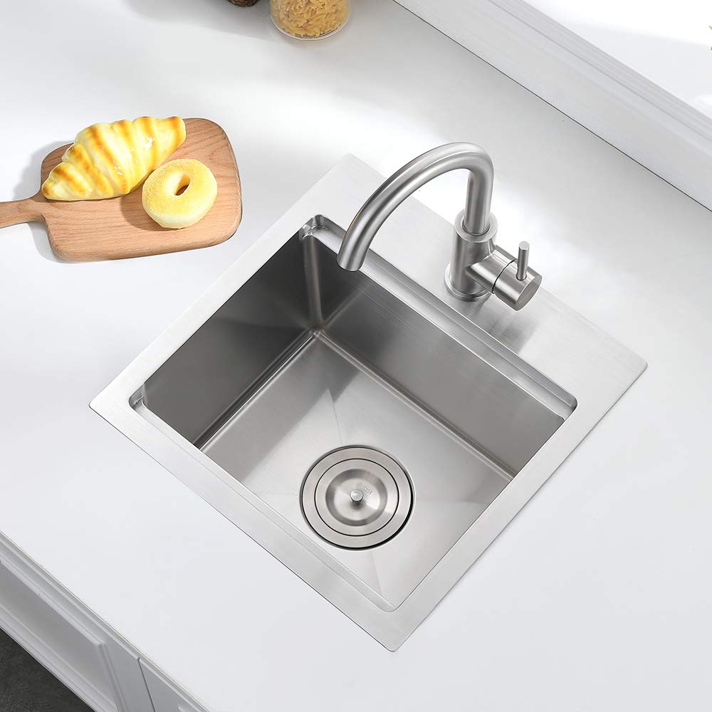 15 Inch Drop In Bar Sink Workstation-Somrxo 15  15 Bar Sink Drop In Workstation Sink Small Kitchen Sink 16 Gauge Stainless Steel