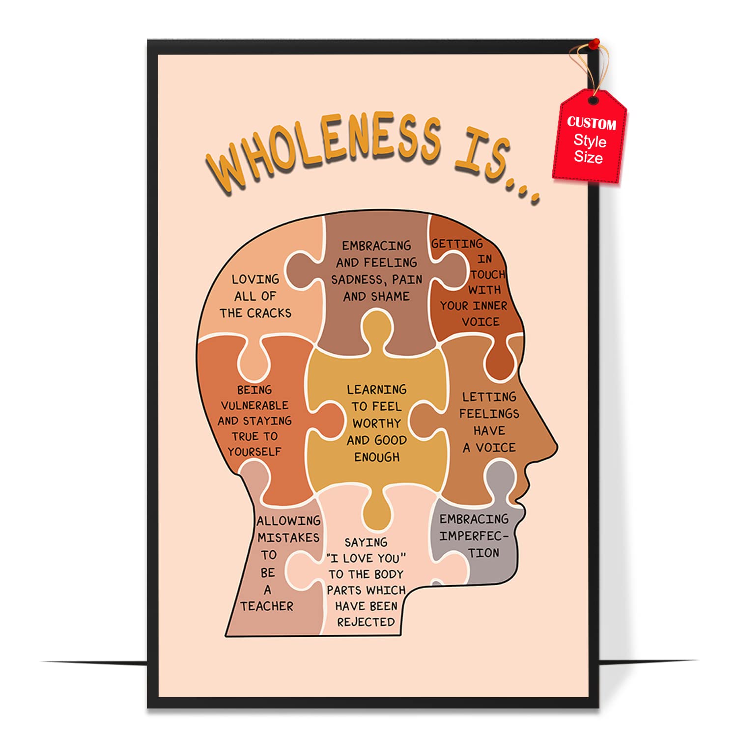Loluis Mental Health Poster, Boho Therapy Tools Educational Supplies Art Print Classroom School Office Decor (Wholeness Is, Cust