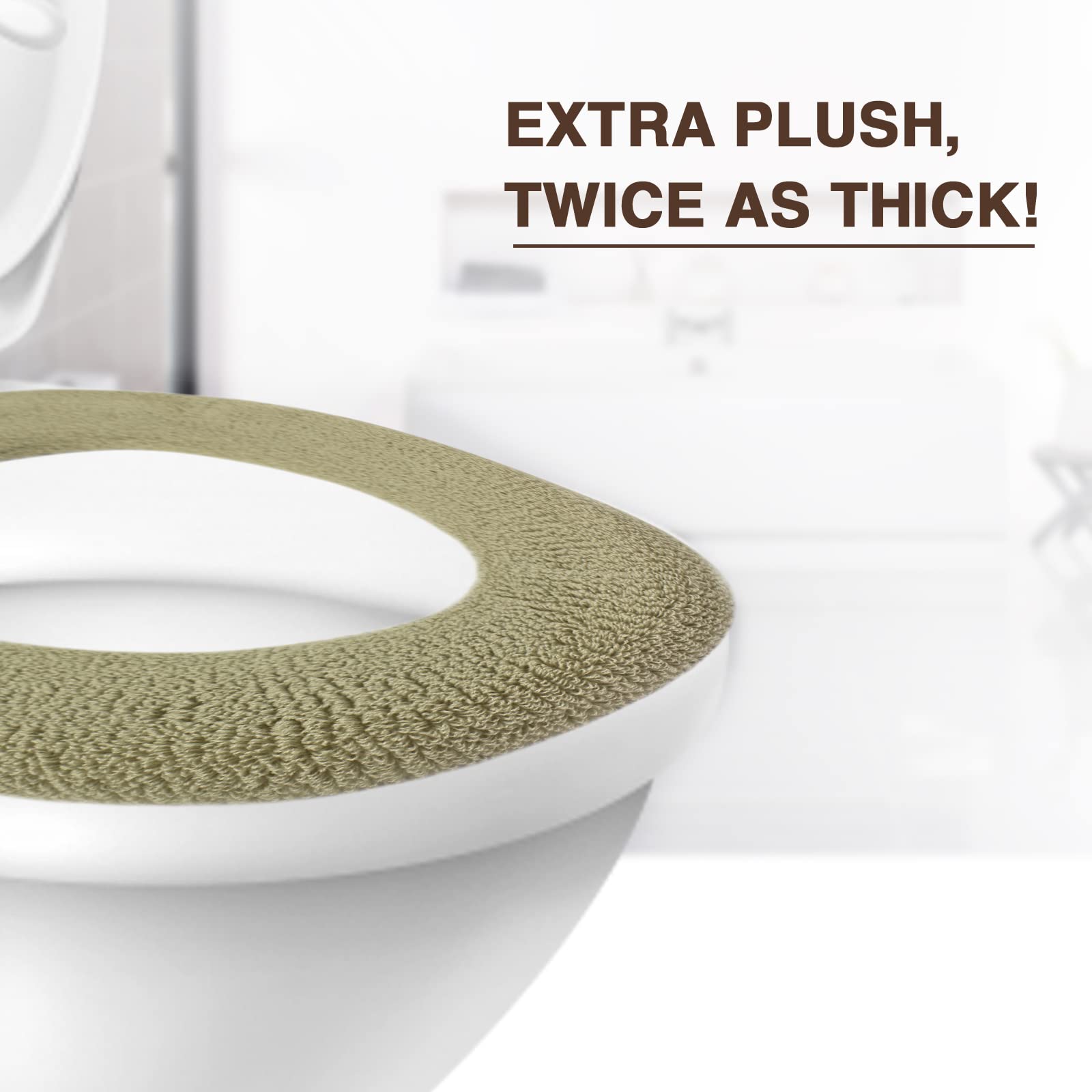 Warm-n-Comfy Plush Toilet Seat Cover - Thick, Machine-Washable, Pastel Pink for Round & Elongated 14x18" Seats