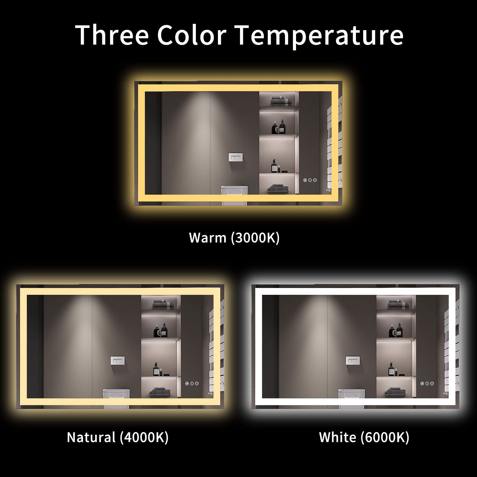 LOAAO 40X24 LED Bathroom Mirror with Lights  Anti-Fog  Dimmable  Backlit + Front Lit  Lighted Bathroom Vanity Mirror for Wall  Memory Function  Tempered Glass (Safe to Use)